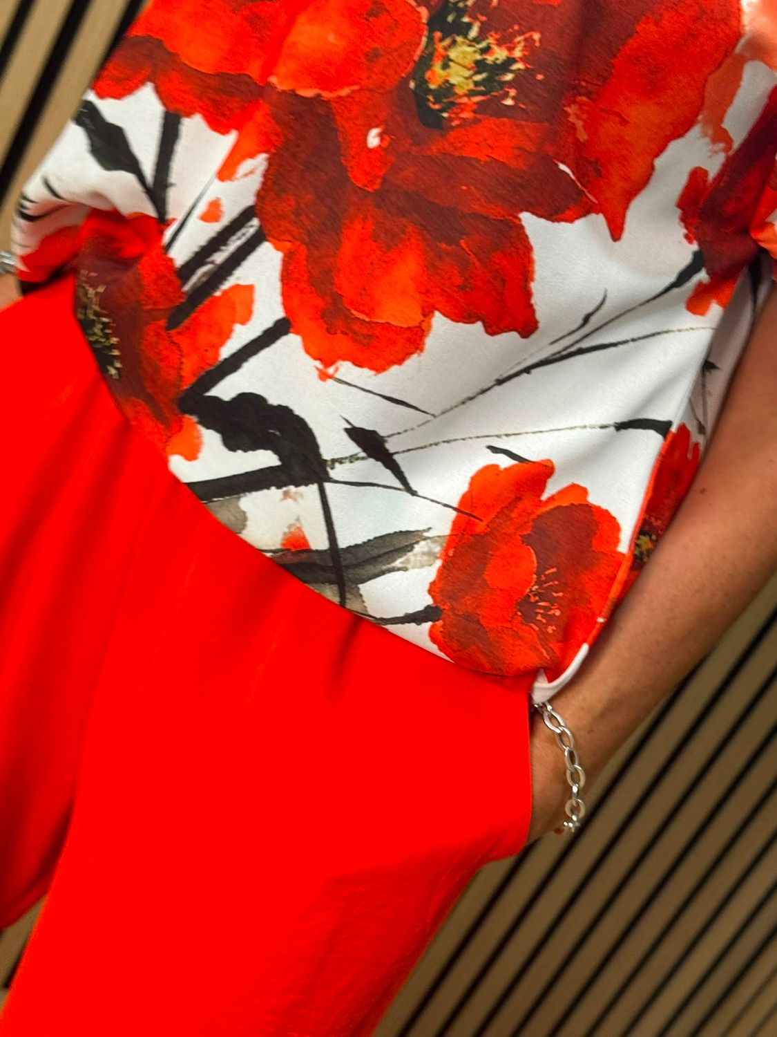 Floral Print Co-Ord Set - Poppy red
