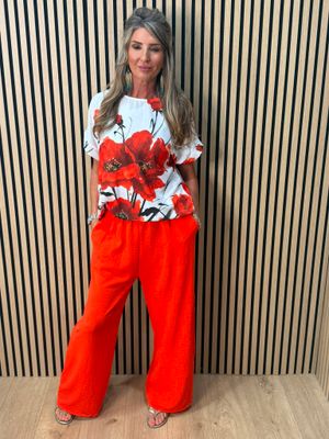 Floral Print Co-Ord Set - Poppy red