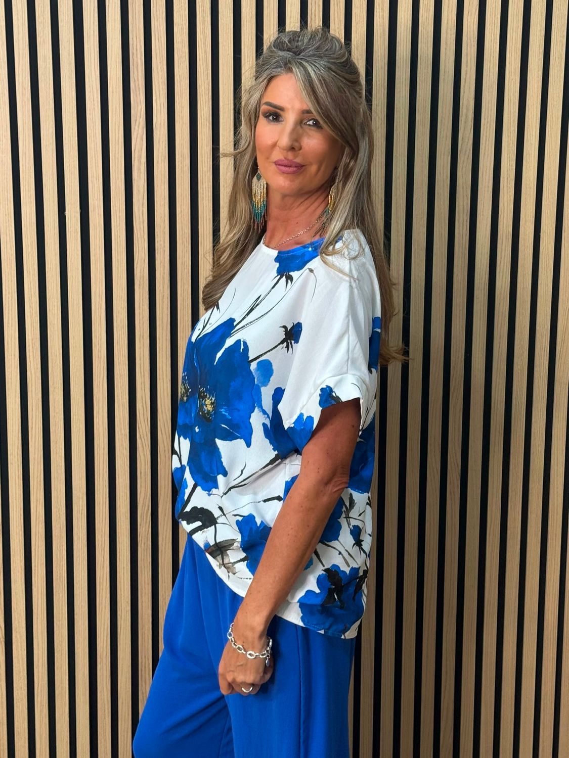 Floral Print Co-Ord Set - Royal Blue