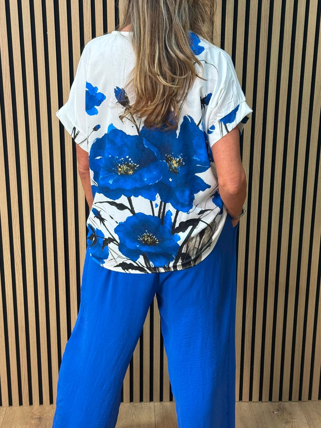 Floral Print Co-Ord Set - Royal Blue