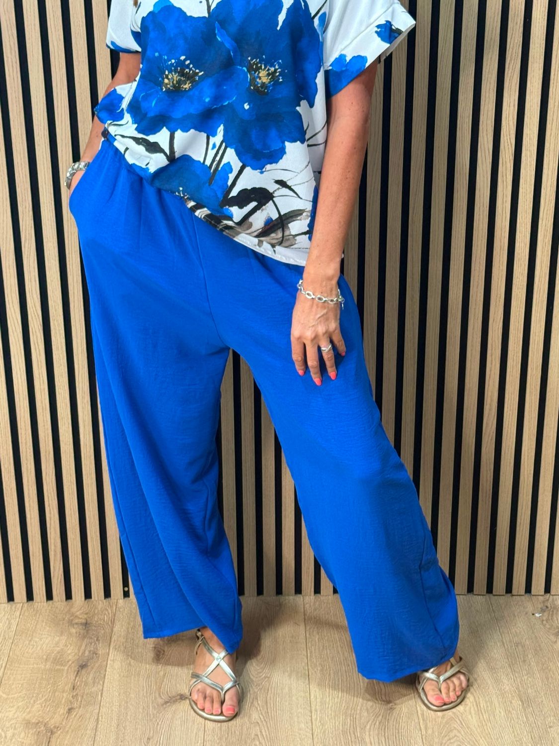 Floral Print Co-Ord Set - Royal Blue