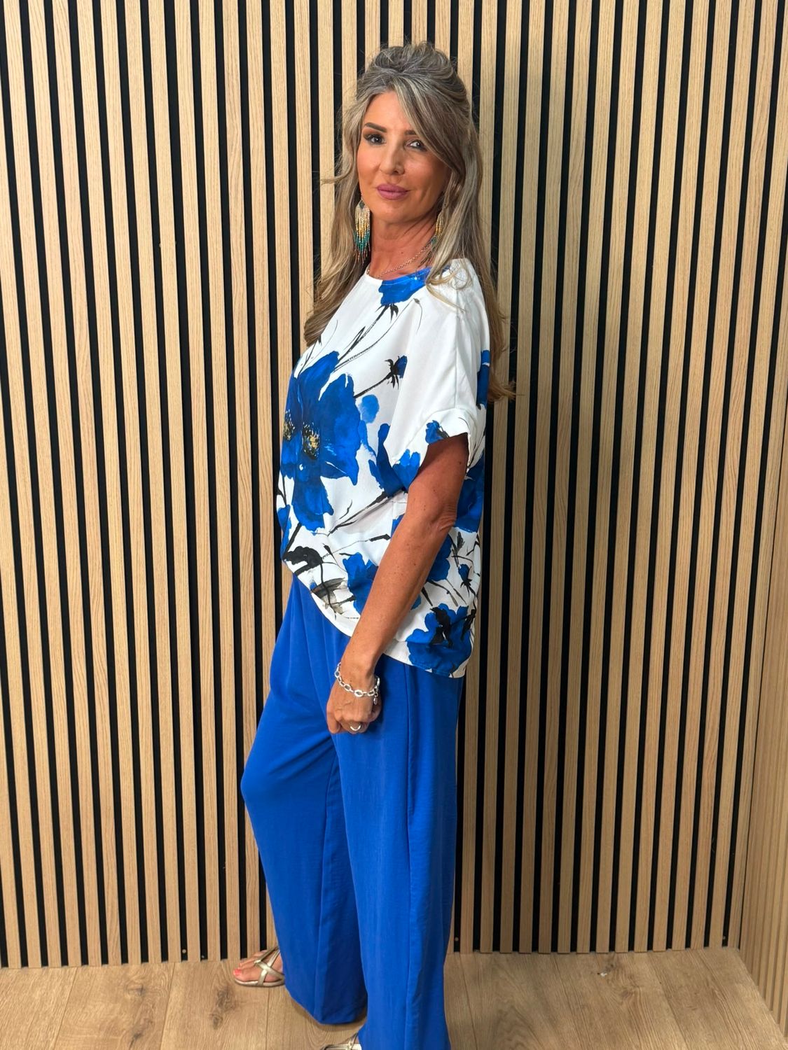 Floral Print Co-Ord Set - Royal Blue