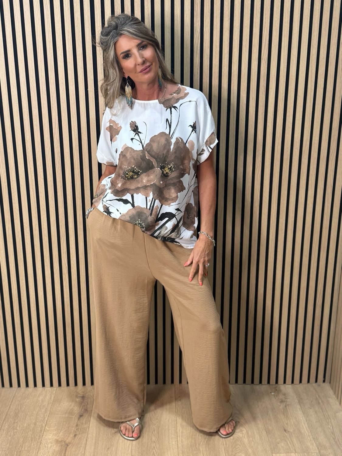 Floral Print Co-Ord Set - Mocha
