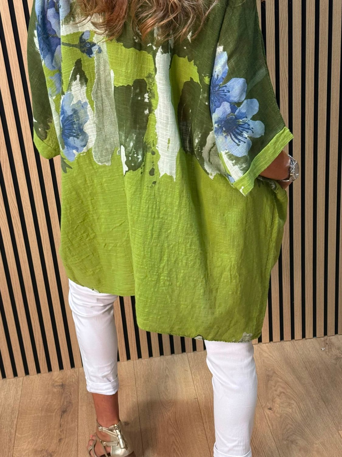 Floral Pocket Cotton Top –  Green