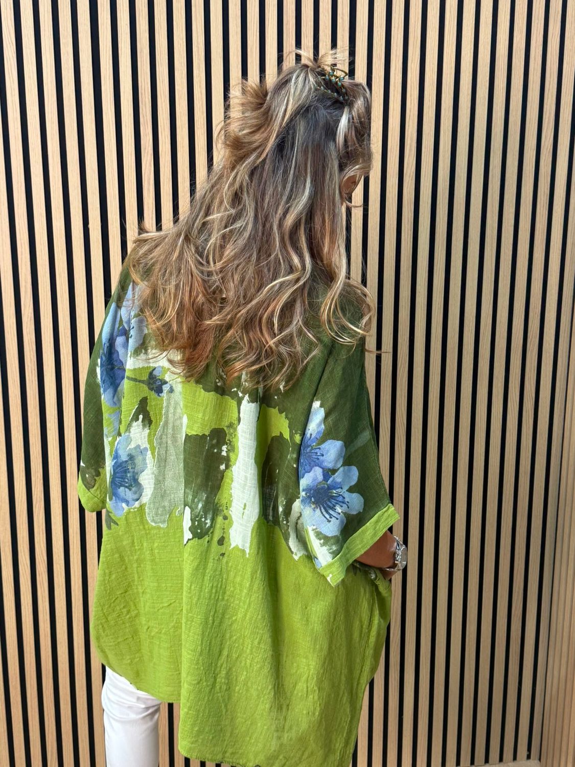 Floral Pocket Cotton Top –  Green