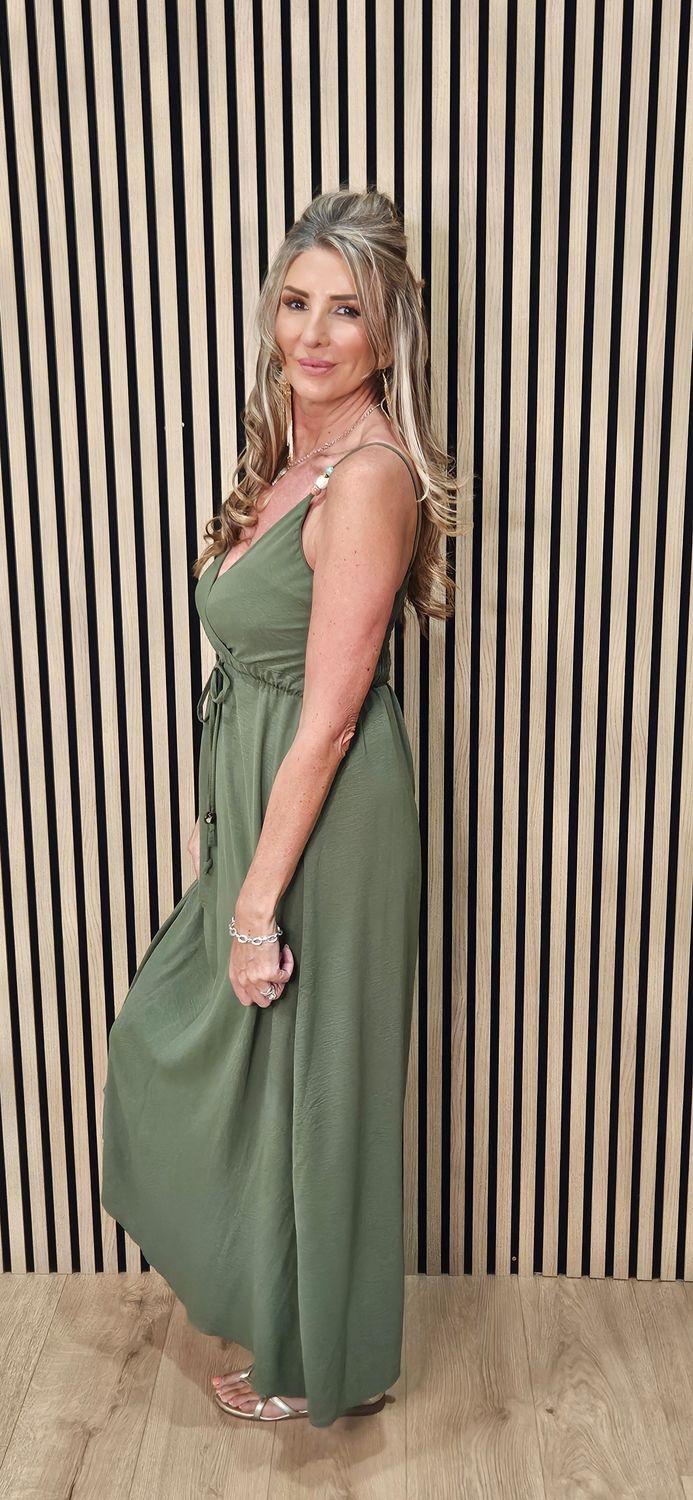 Beaded Strap Maxi Dress – Khaki