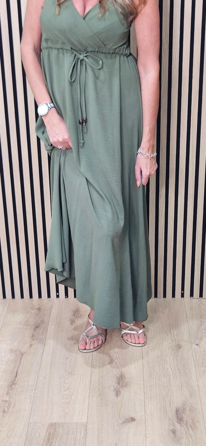 Beaded Strap Maxi Dress – Khaki