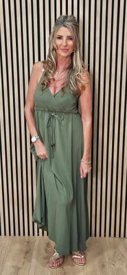 Beaded Strap Maxi Dress – Khaki