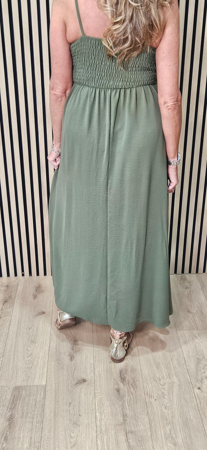 Beaded Strap Maxi Dress – Khaki