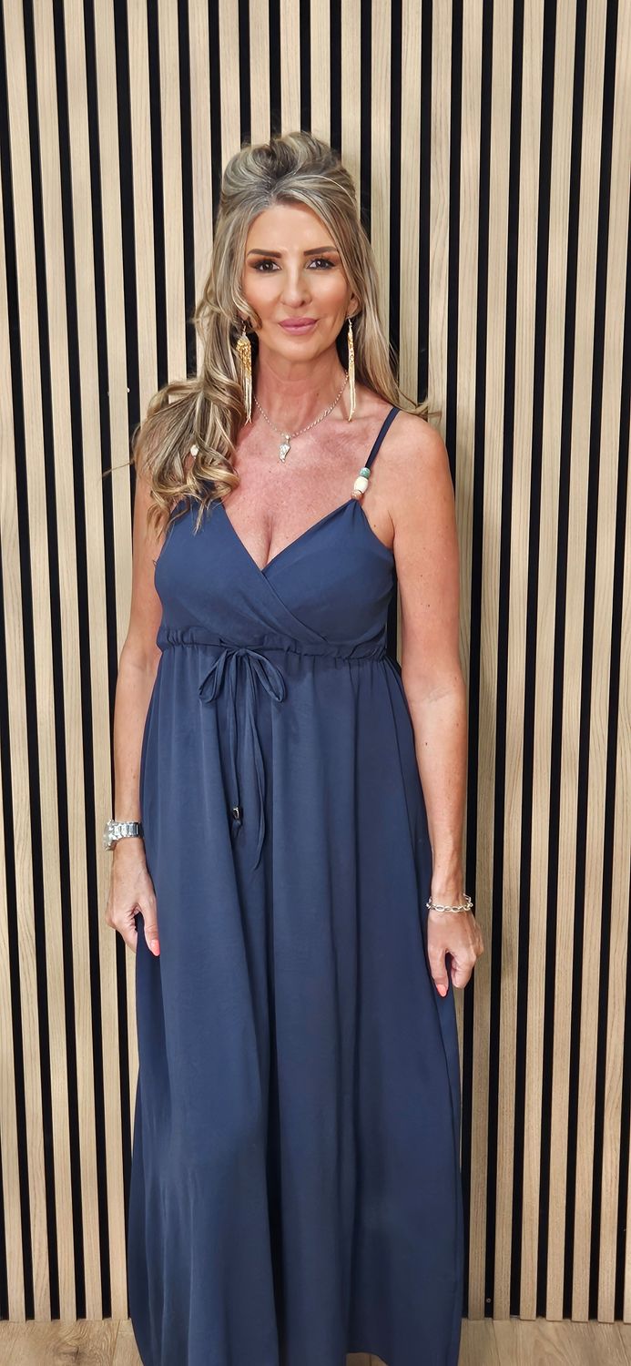 Beaded Strap Maxi Dress – Navy
