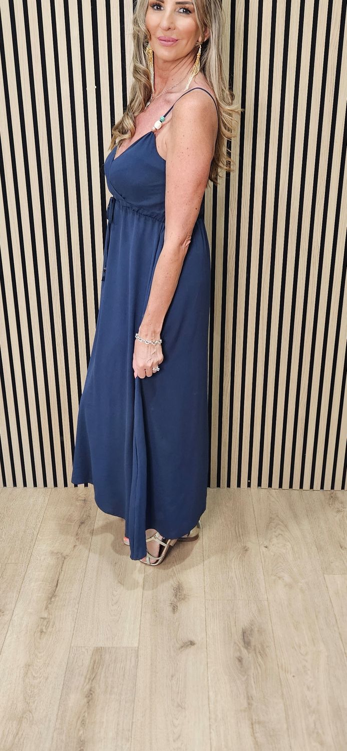 Beaded Strap Maxi Dress – Navy