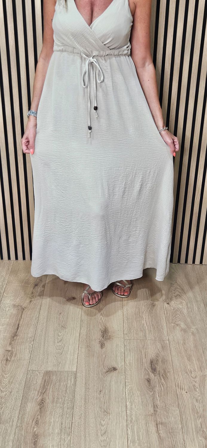 Beaded Strap Maxi Dress – Stone