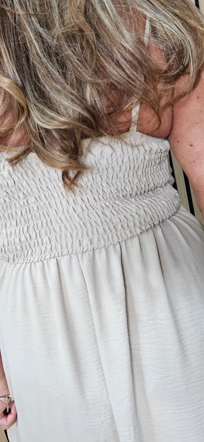 Beaded Strap Maxi Dress – Stone