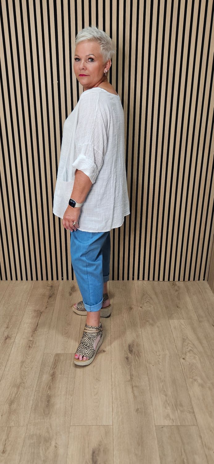 Soft Denim Pull-On Trousers