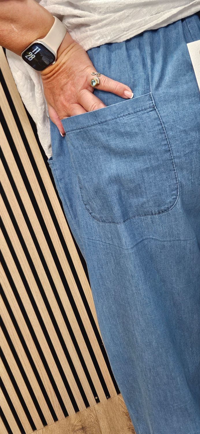 Soft Denim Pull-On Trousers