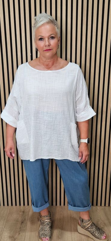 Cotton Pocket Top - White