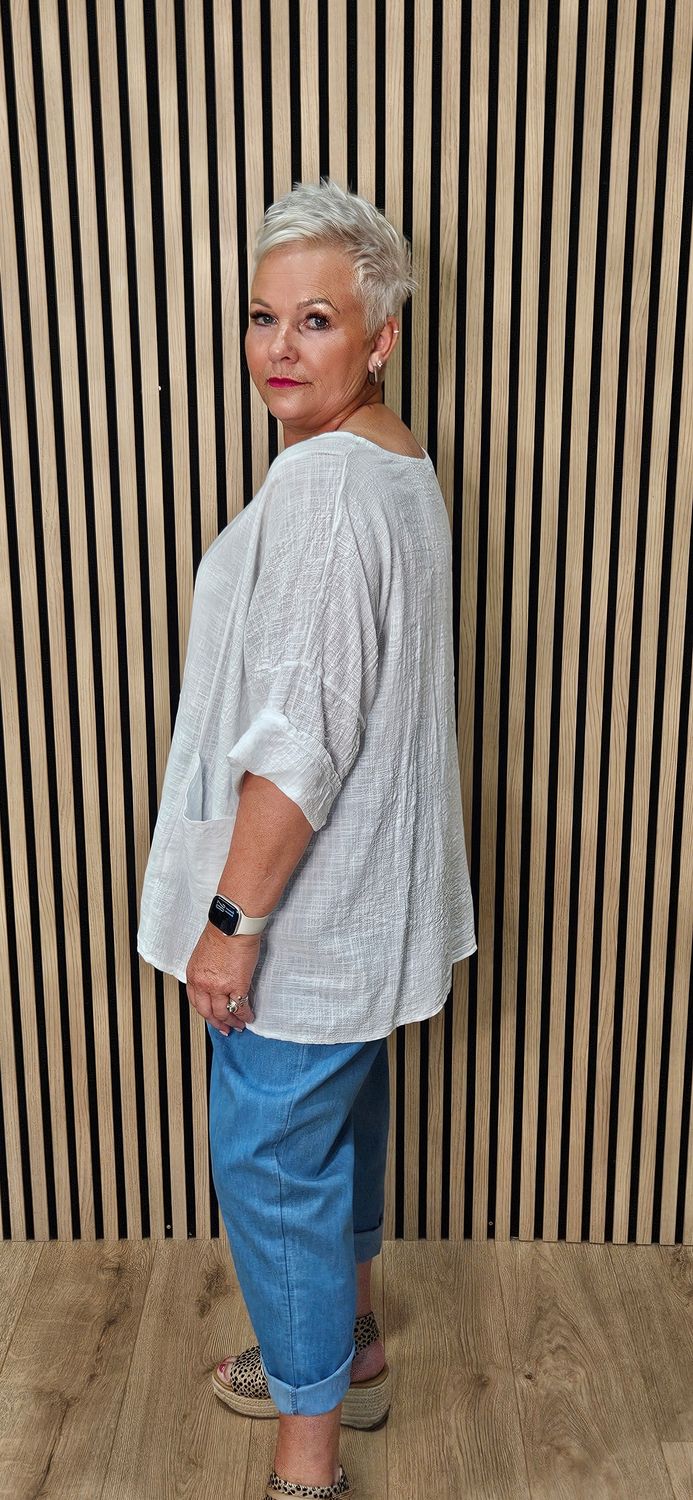 Cotton Pocket Top - White