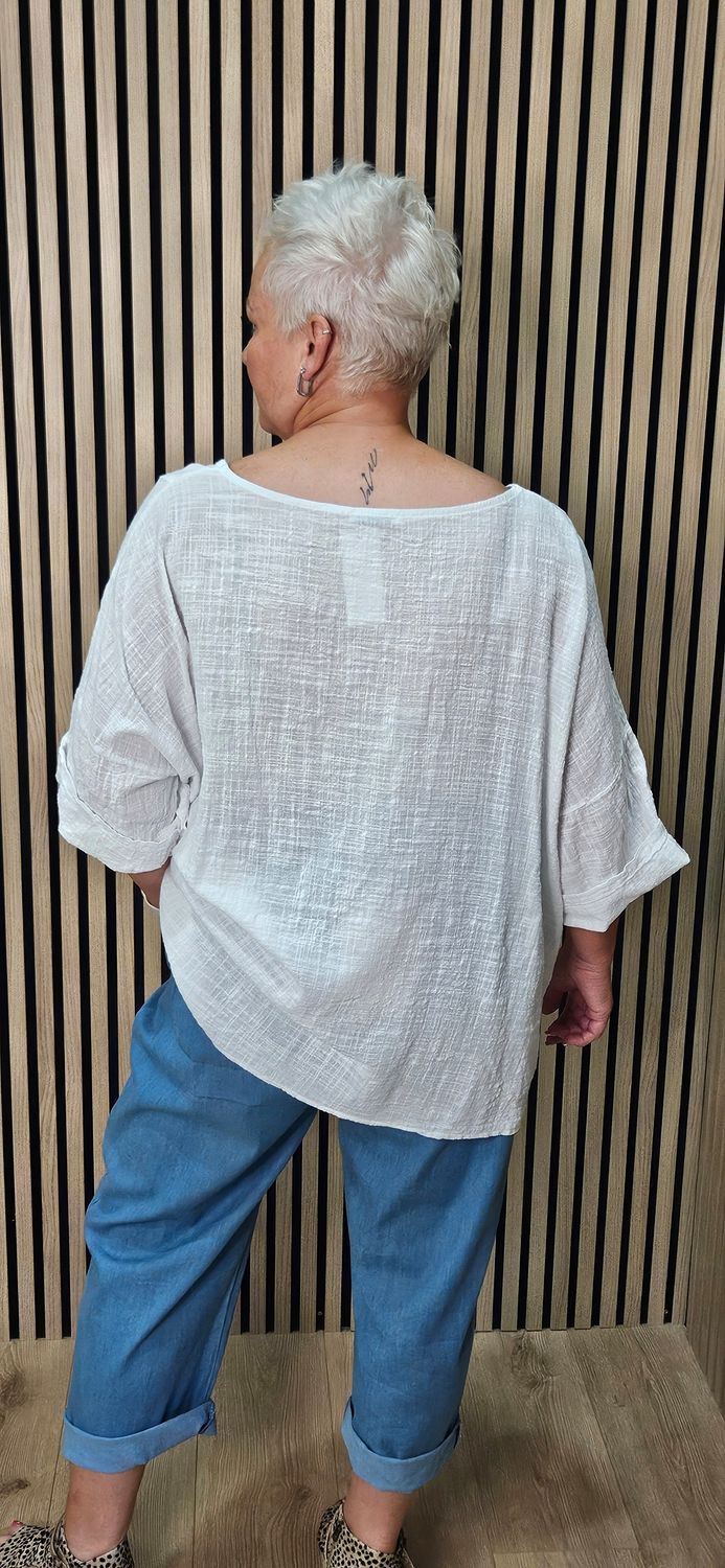 Cotton Pocket Top - White