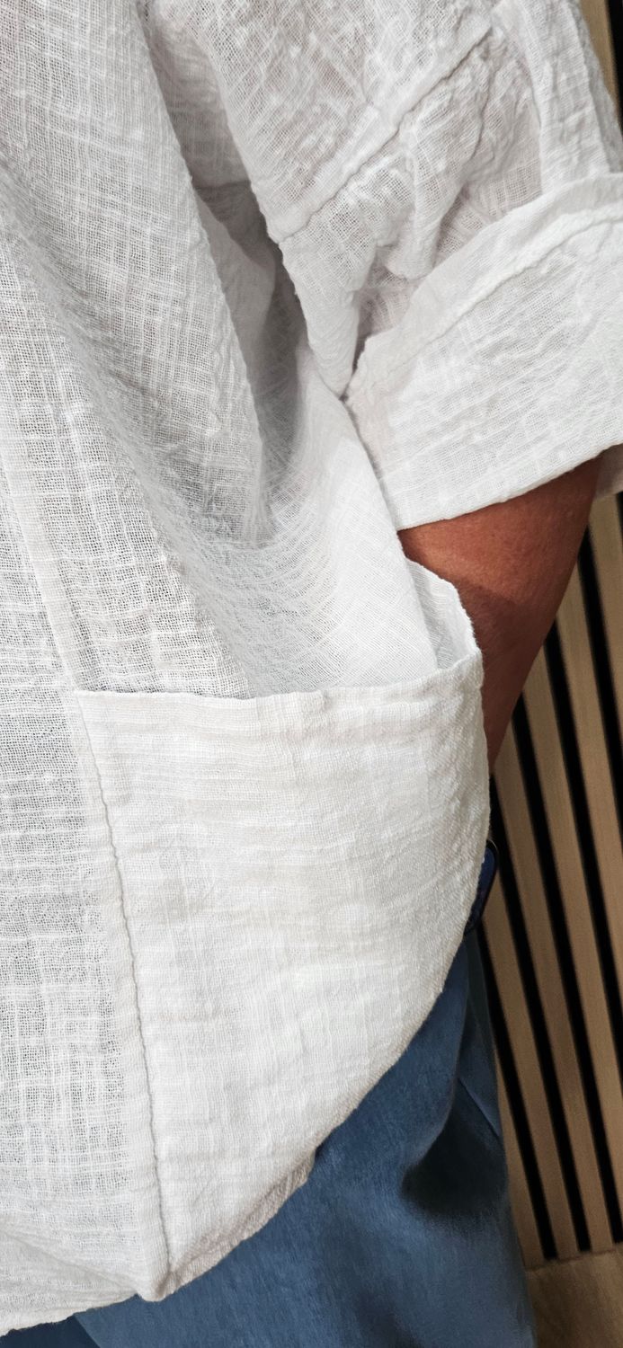 Cotton Pocket Top - White