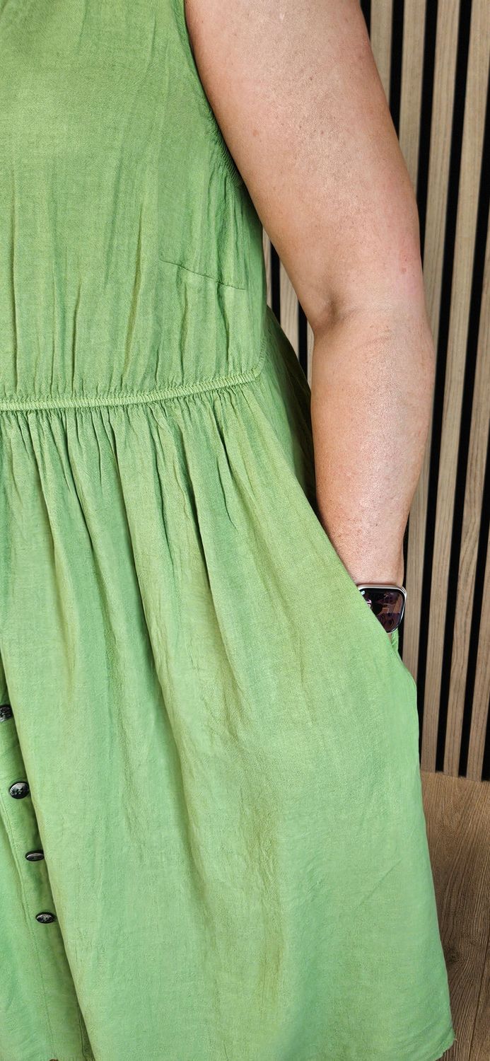Linen Blend Button Front Maxi Dress – Khaki