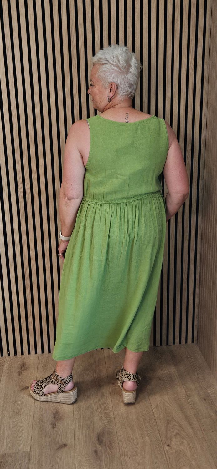 Linen Blend Button Front Maxi Dress – Khaki