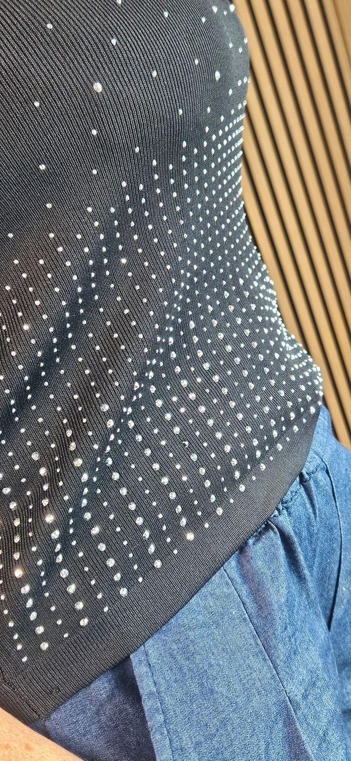 Diamanté Detail Fine Knit Jumper - Black