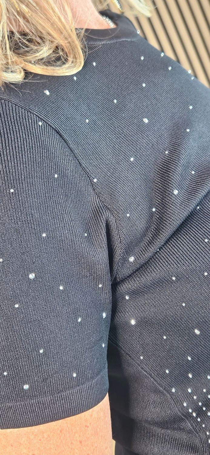 Diamanté Detail Fine Knit Jumper - Black