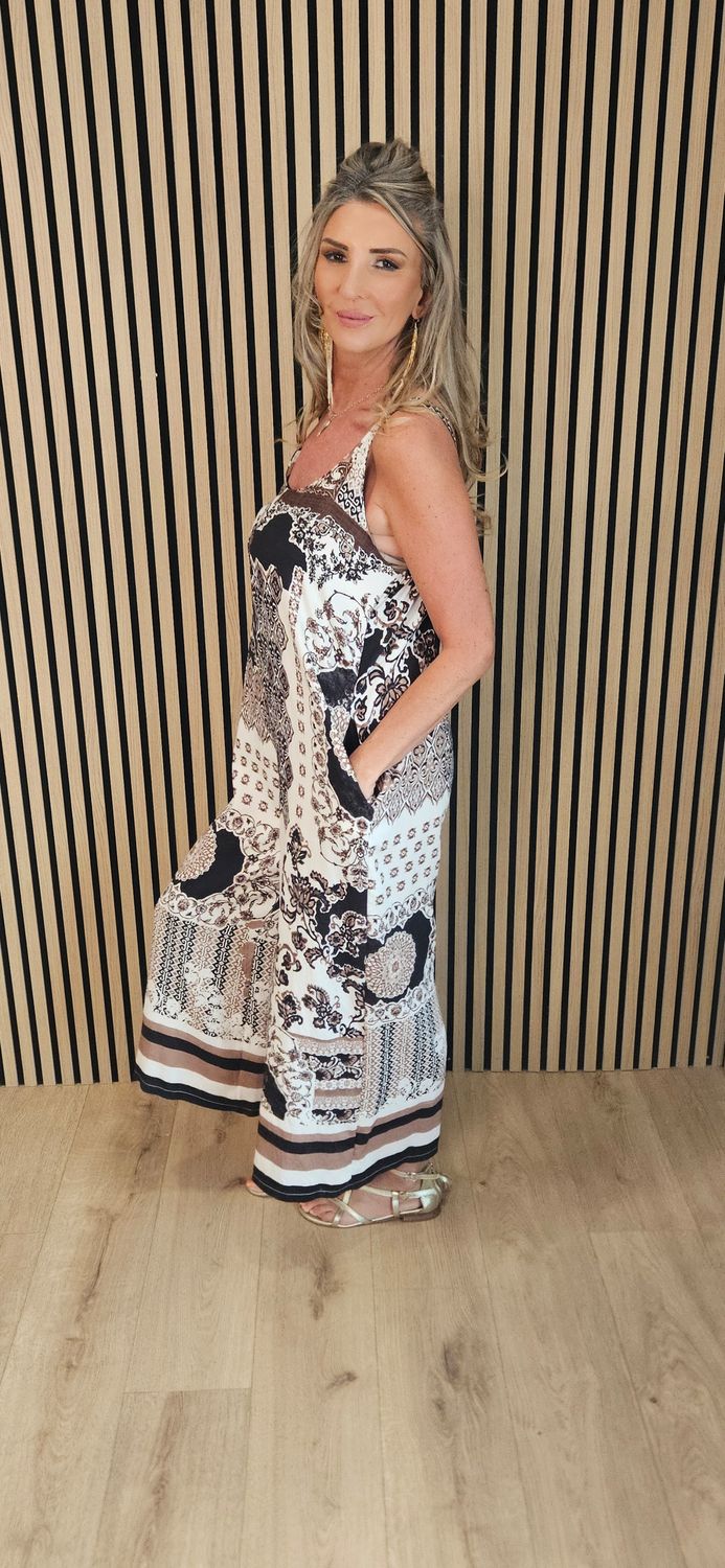 Paisley Print Wide Leg Jumpsuit 