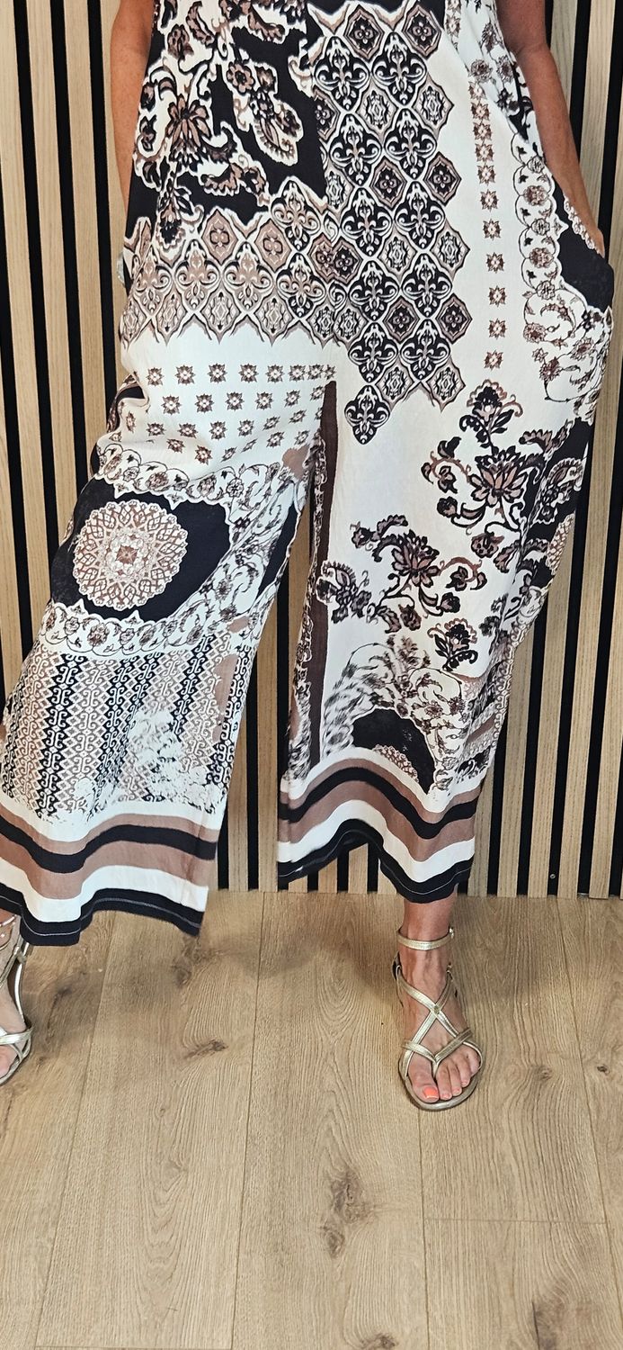 Paisley Print Wide Leg Jumpsuit 