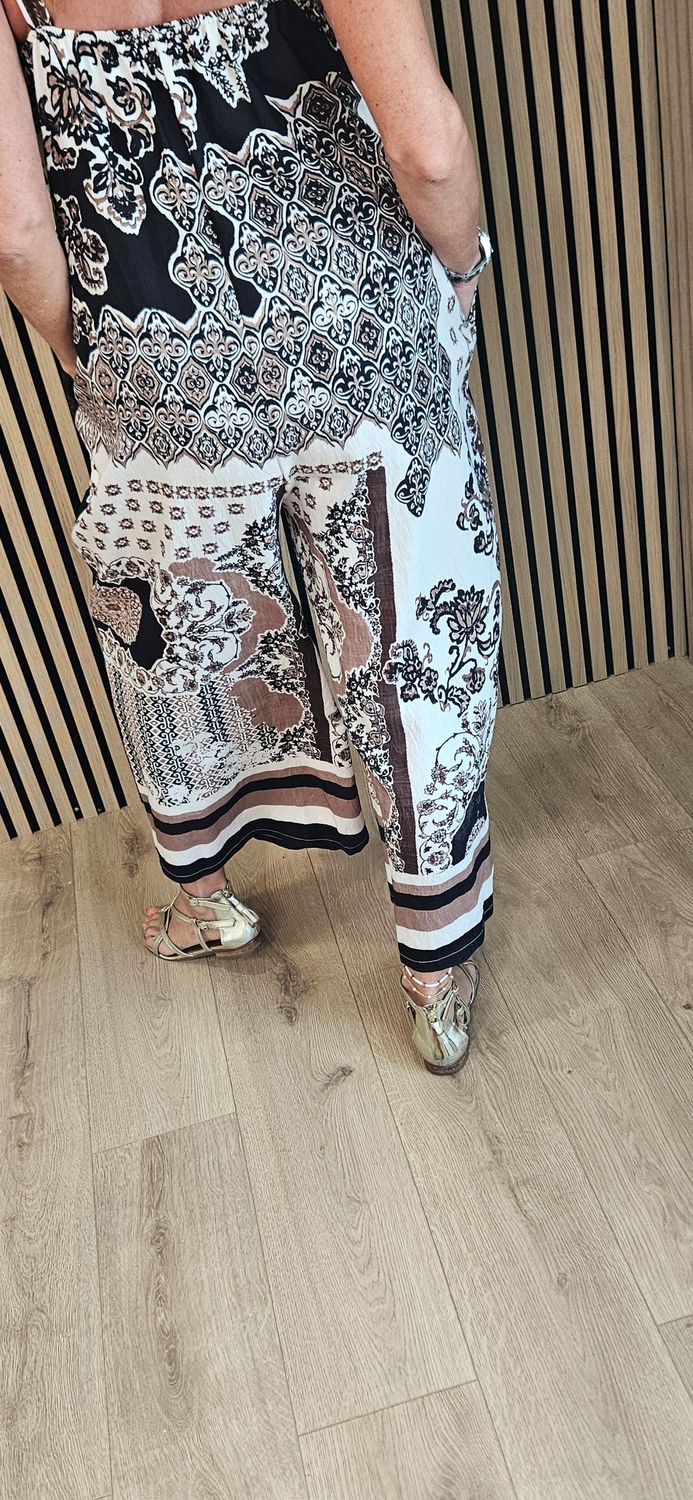 Paisley Print Wide Leg Jumpsuit 
