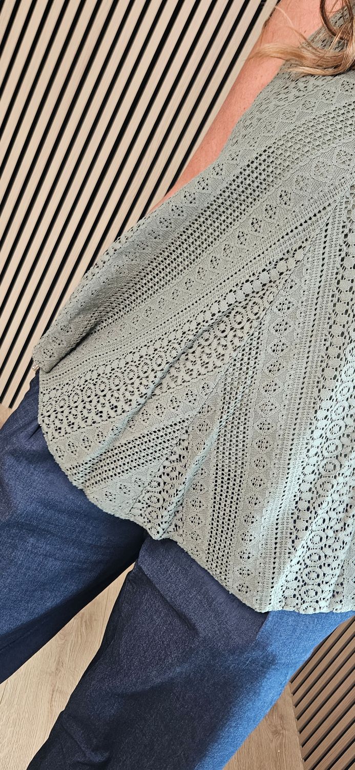 Lace Detail Swing Vest Top – Khaki
