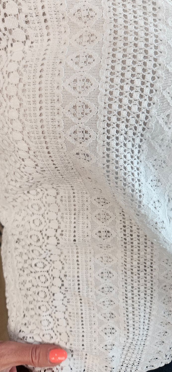 Lace Detail Swing Vest Top -White