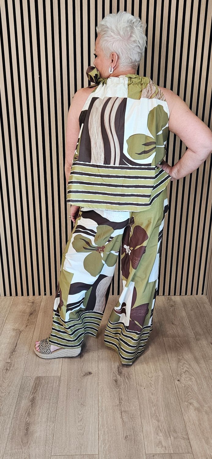 Abstract Print Cotton Trouser Suit