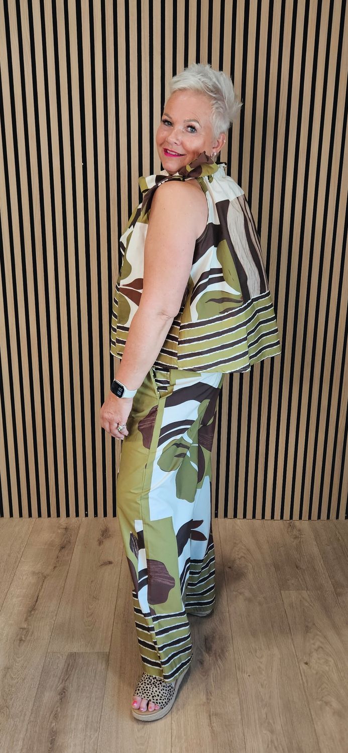 Abstract Print Cotton Trouser Suit