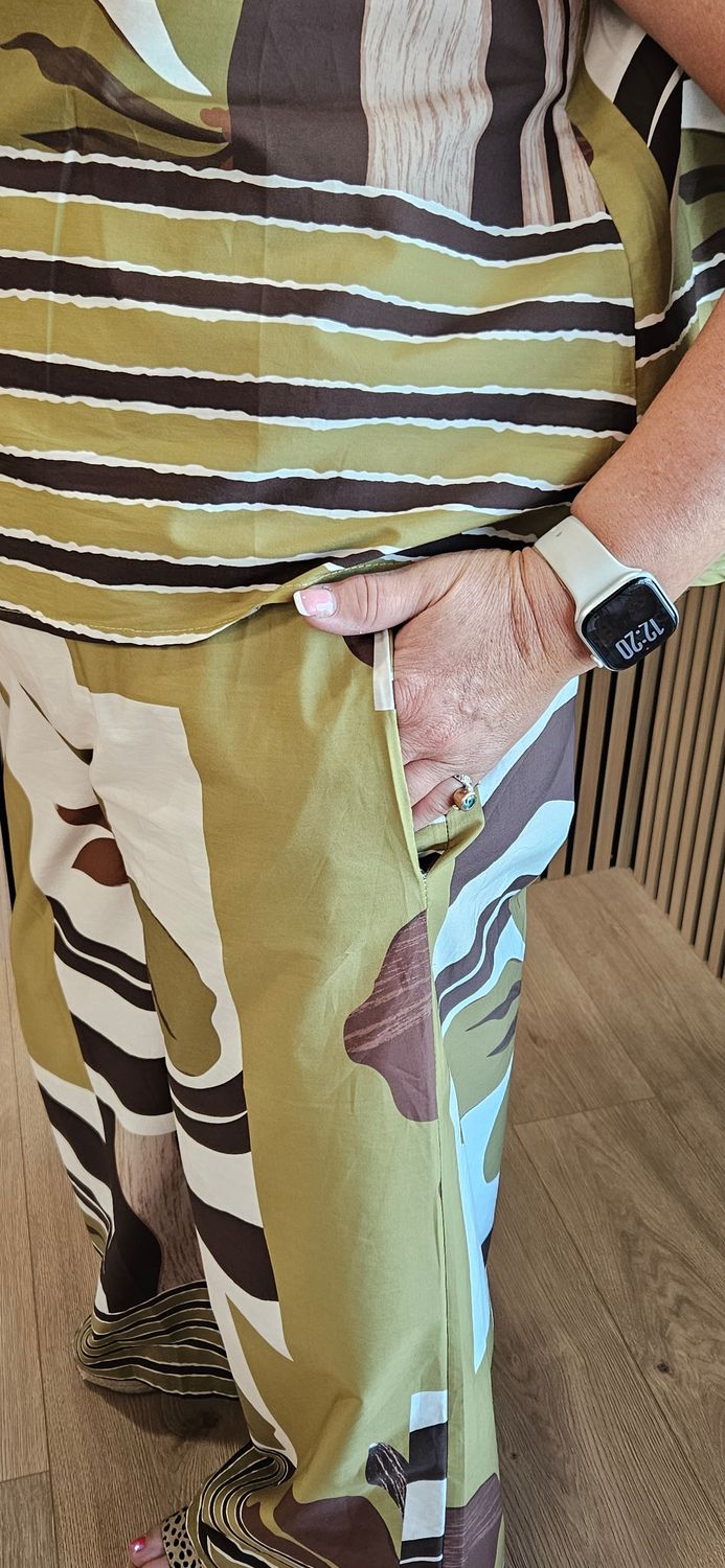 Abstract Print Cotton Trouser Suit