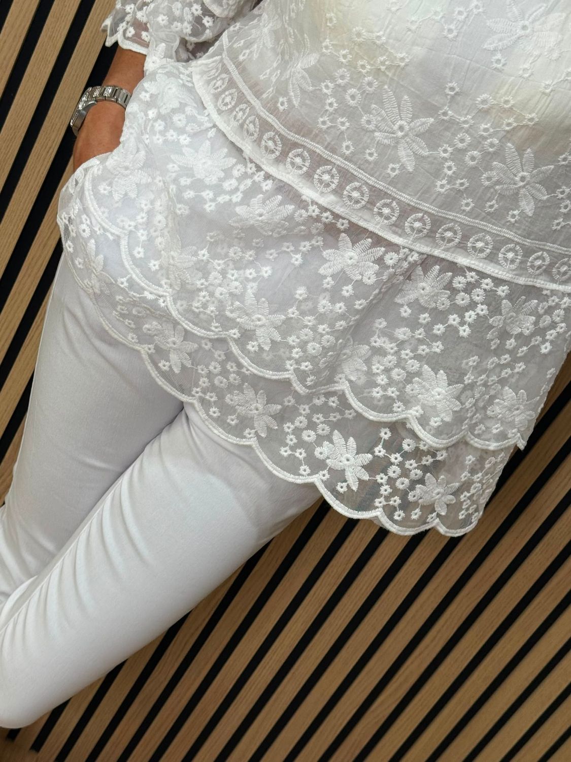 Floral Embroidered Lace Top – White