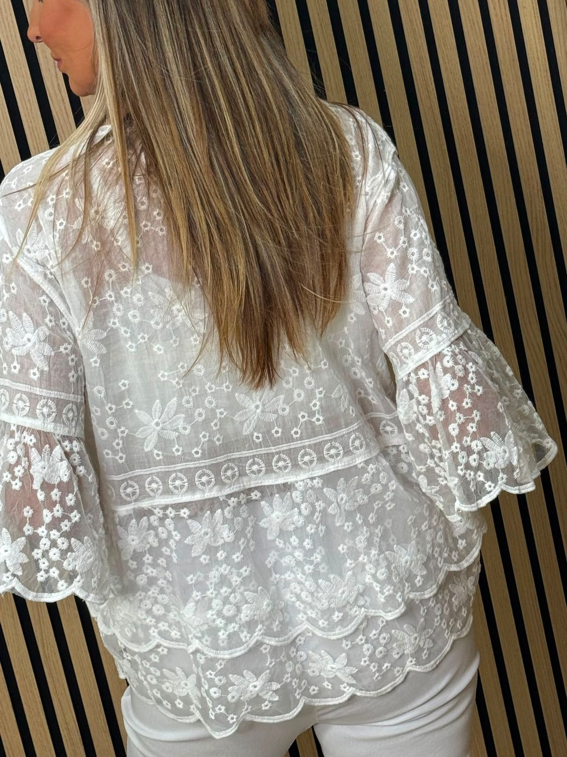 Floral Embroidered Lace Top – White