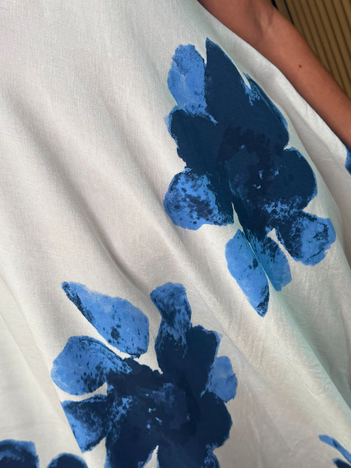 Oversized Floral Print Swing Dress - Blue