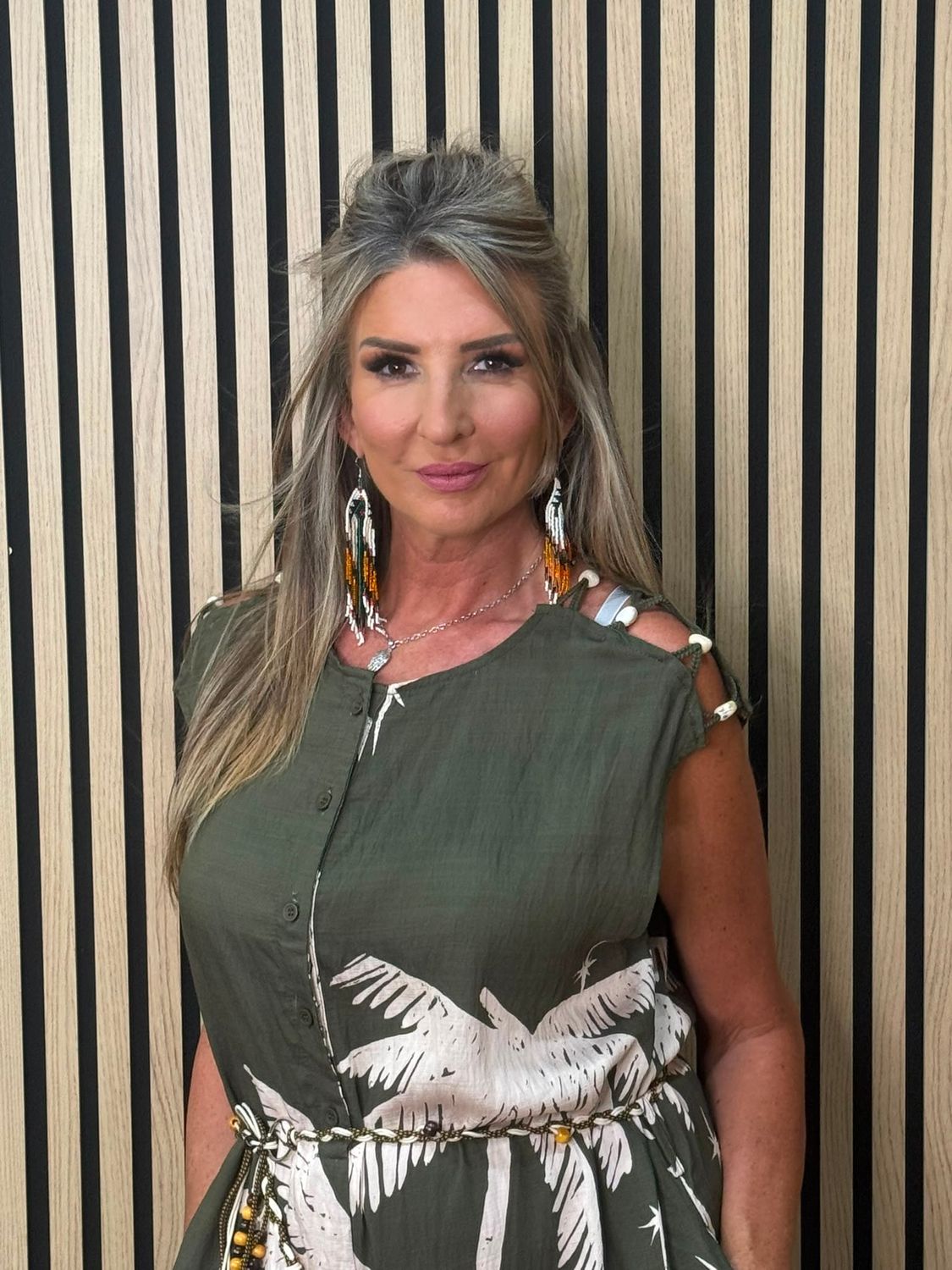 Flyout Palm Print Wide Leg Jumpsuit – Khaki
