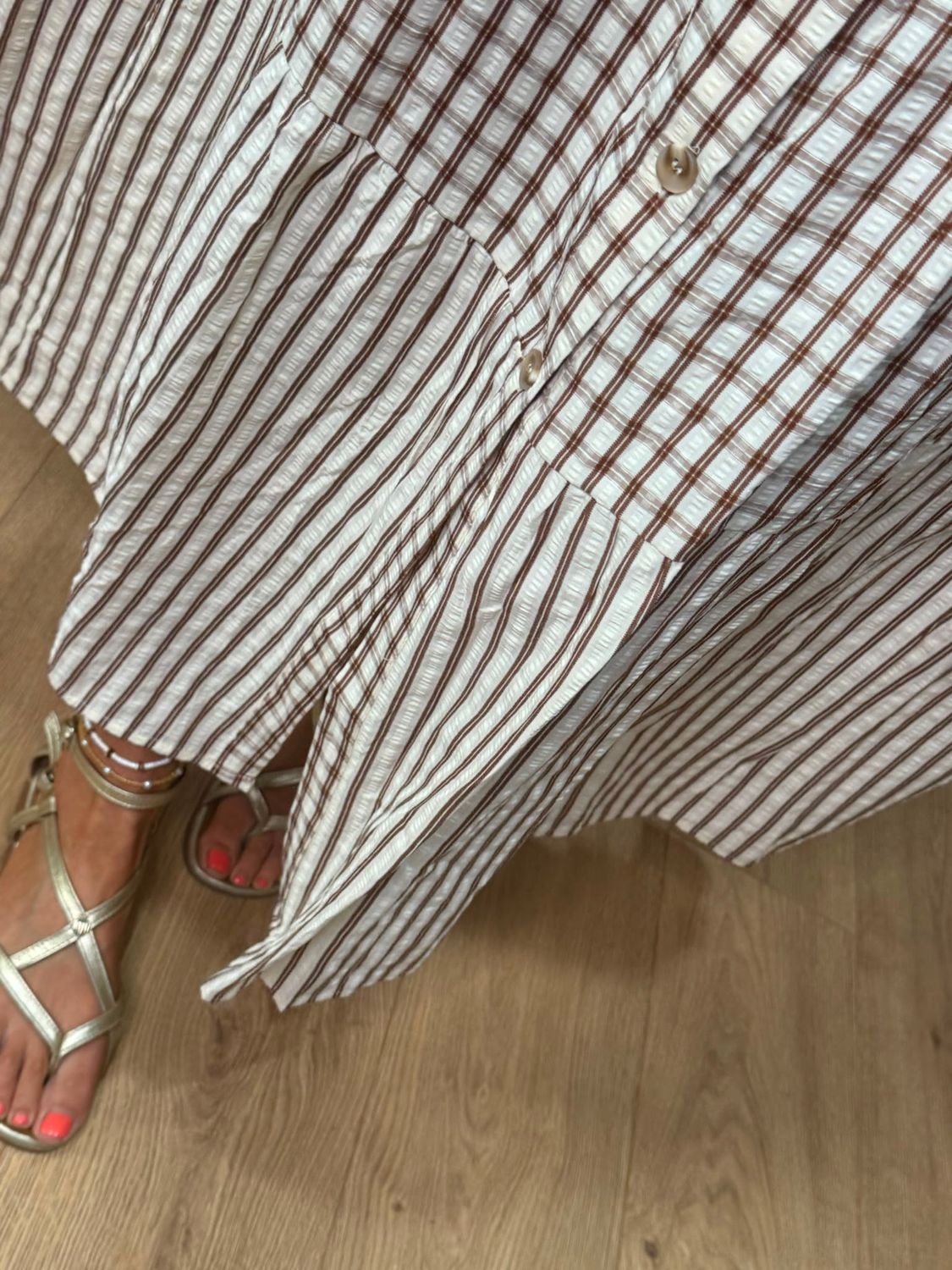 Check Tiered Maxi Dress – Brown/white