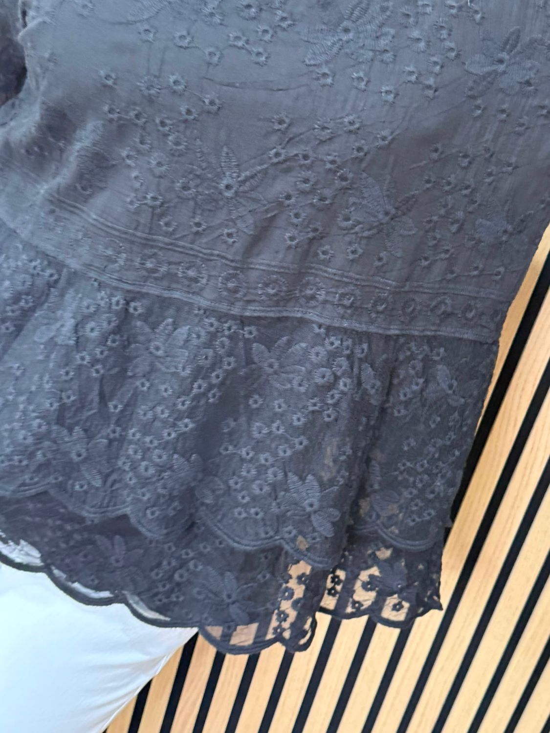 Floral Embroidered Lace Top – Black