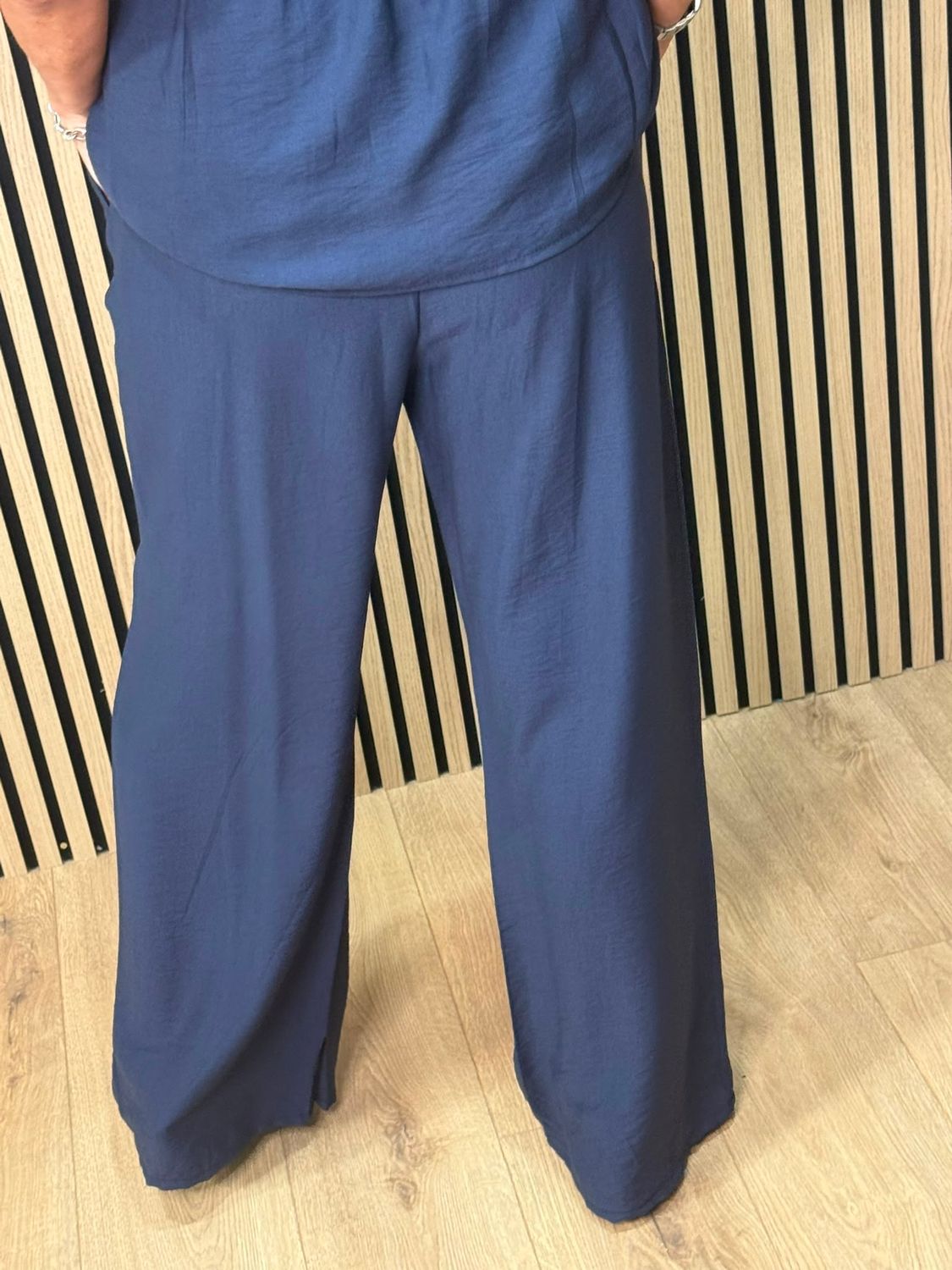 Relaxed Drawstring Trouser Suit – Navy