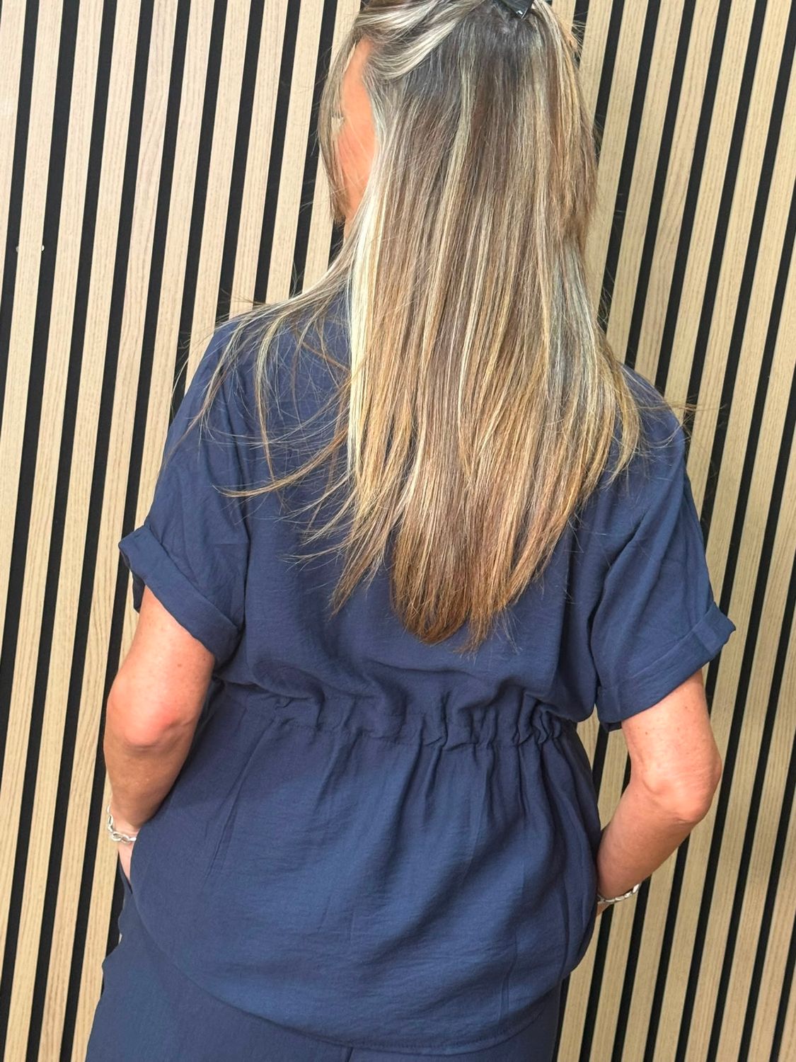 Relaxed Drawstring Trouser Suit – Navy
