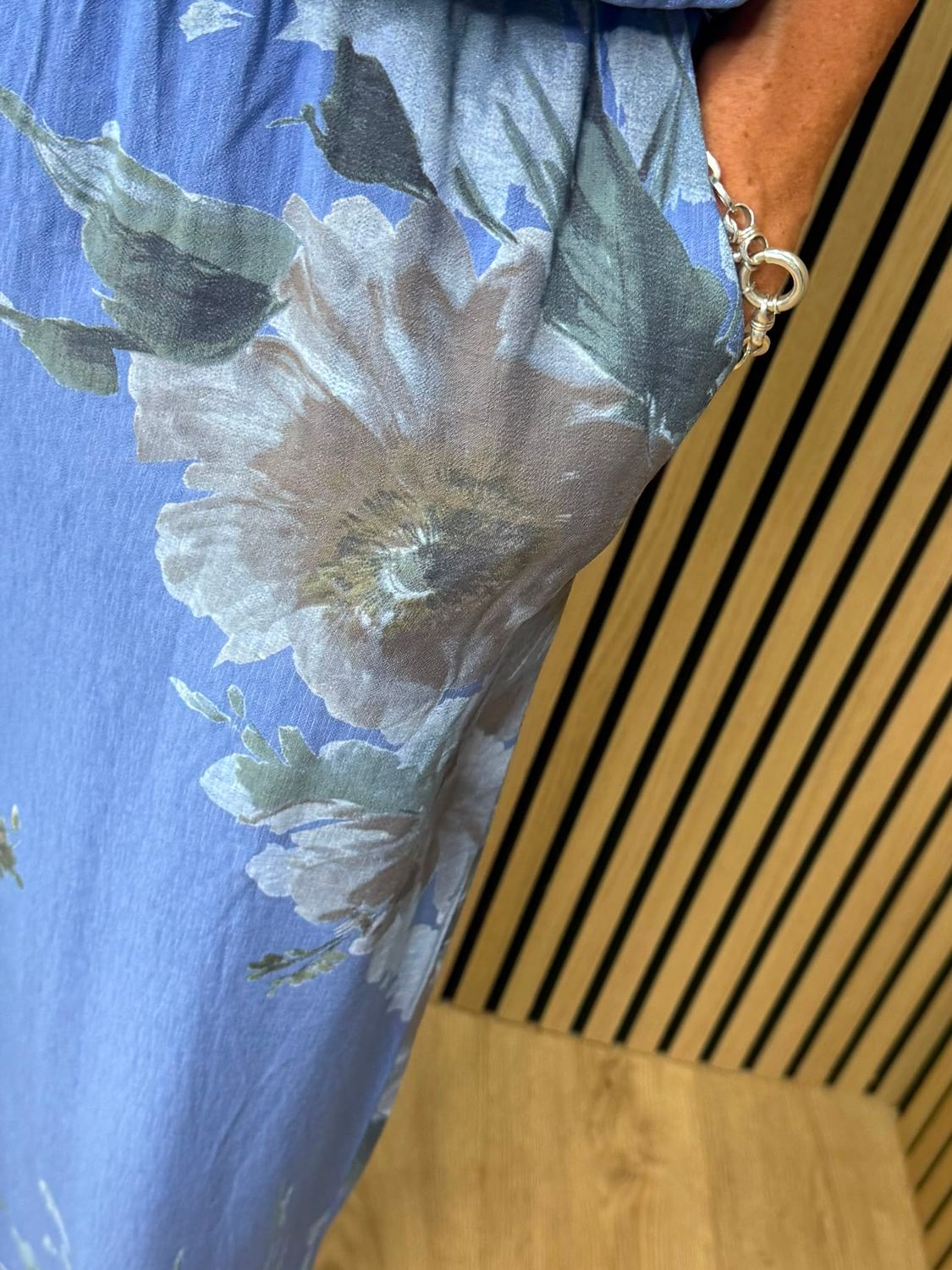 Floral Print Wide Leg Trouser Suit – Blue