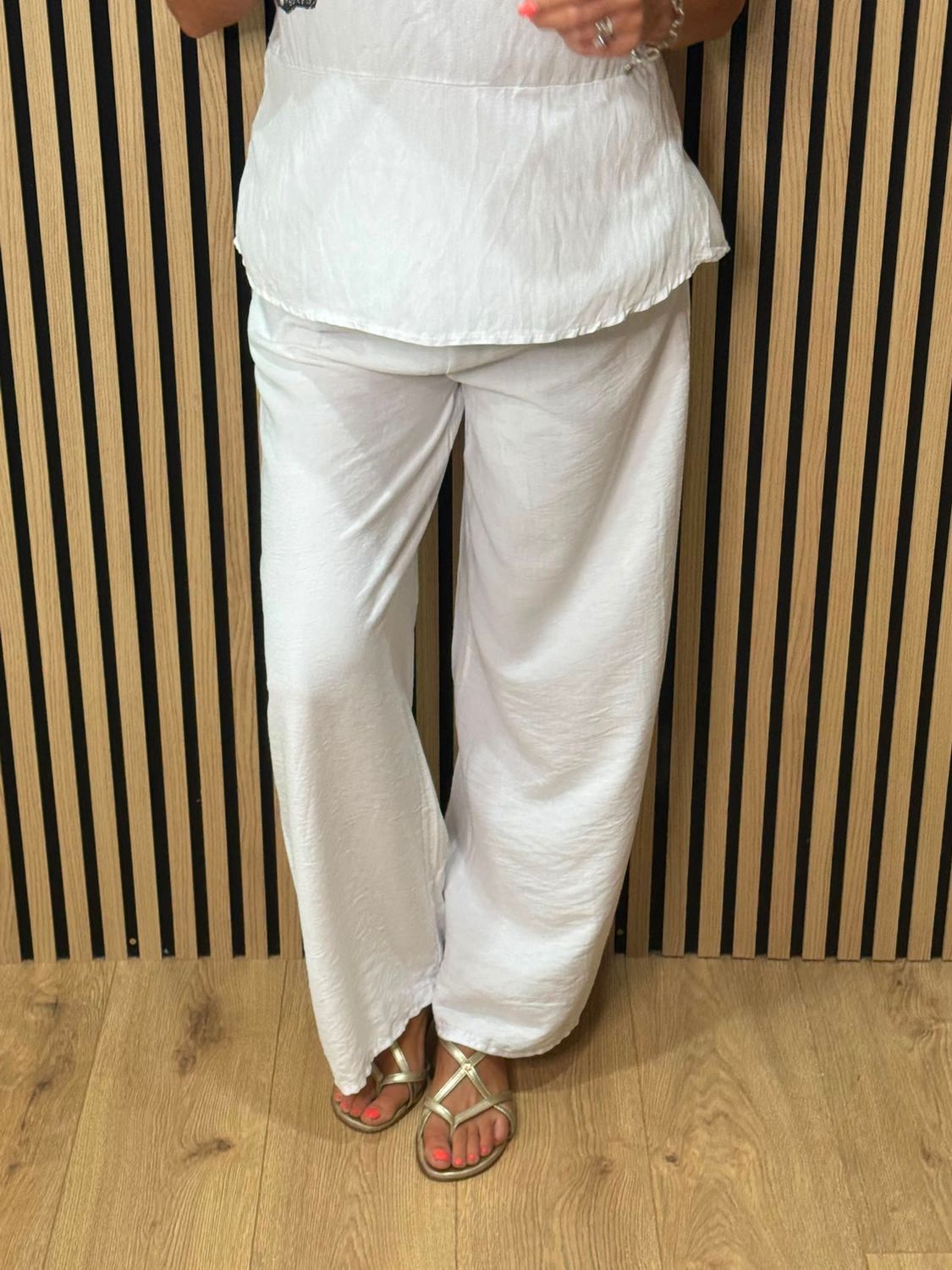 Floral Print Wide Leg Co-Ord Set – White