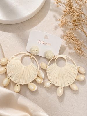 Cream Shell Statement Earrings