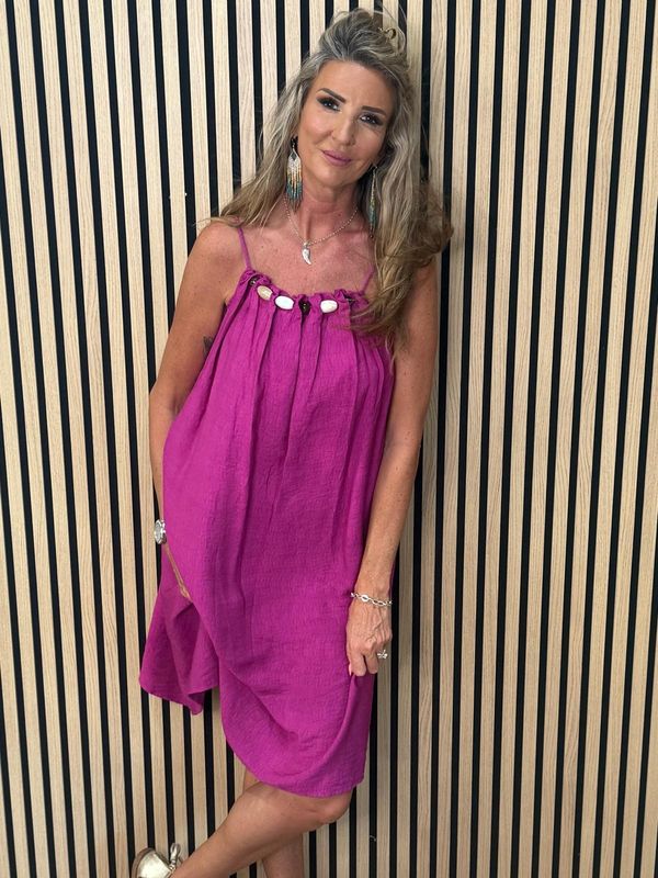 Beaded Swing Dress – Fuchsia