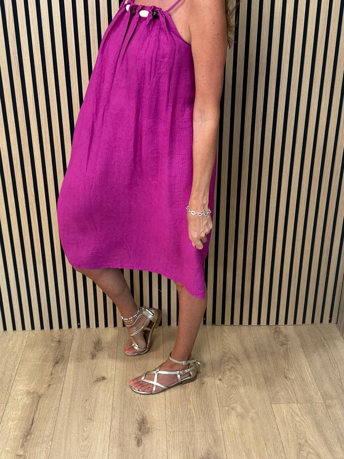 Beaded Swing Dress – Fuchsia