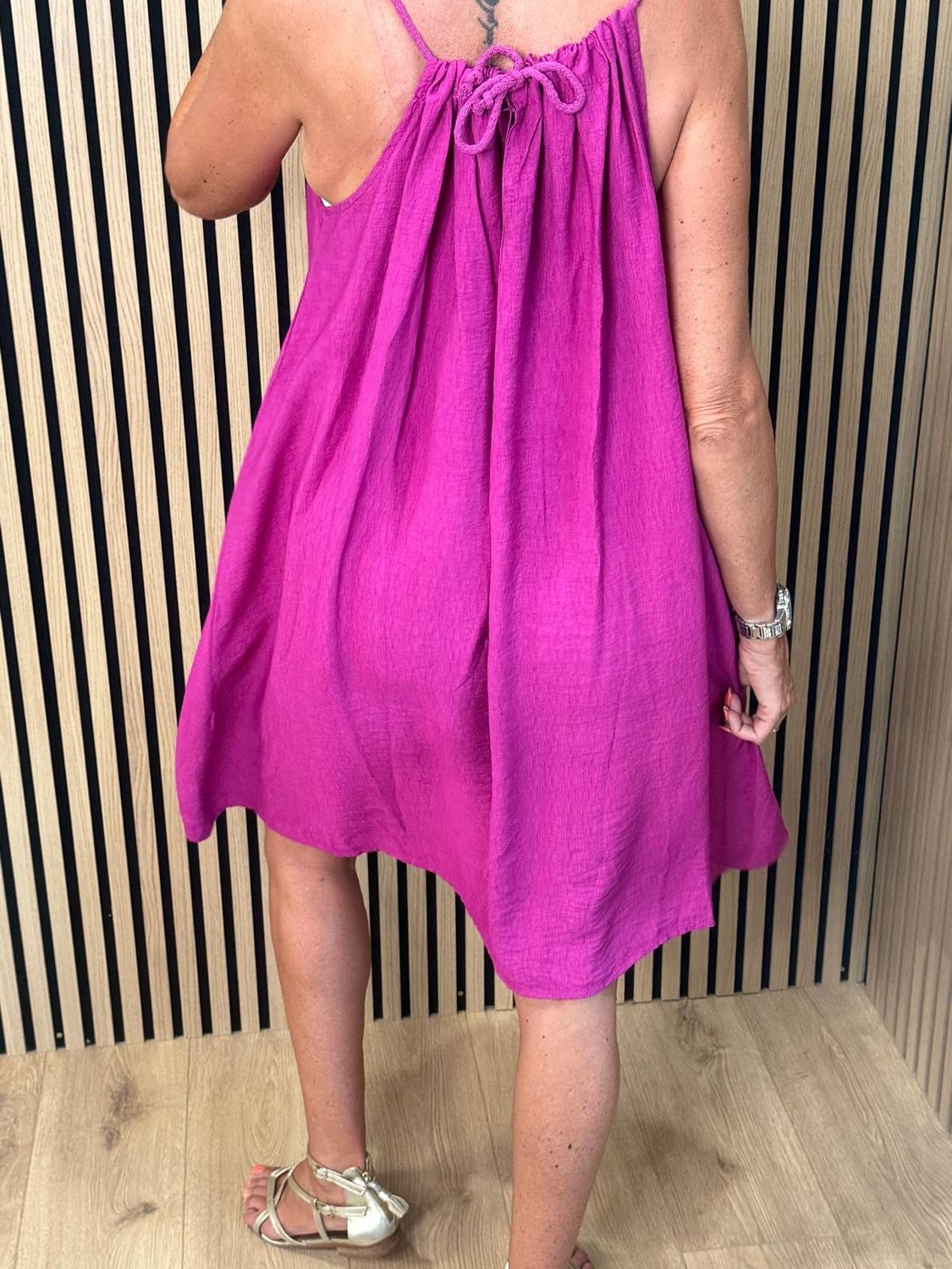 Beaded Swing Dress – Fuchsia