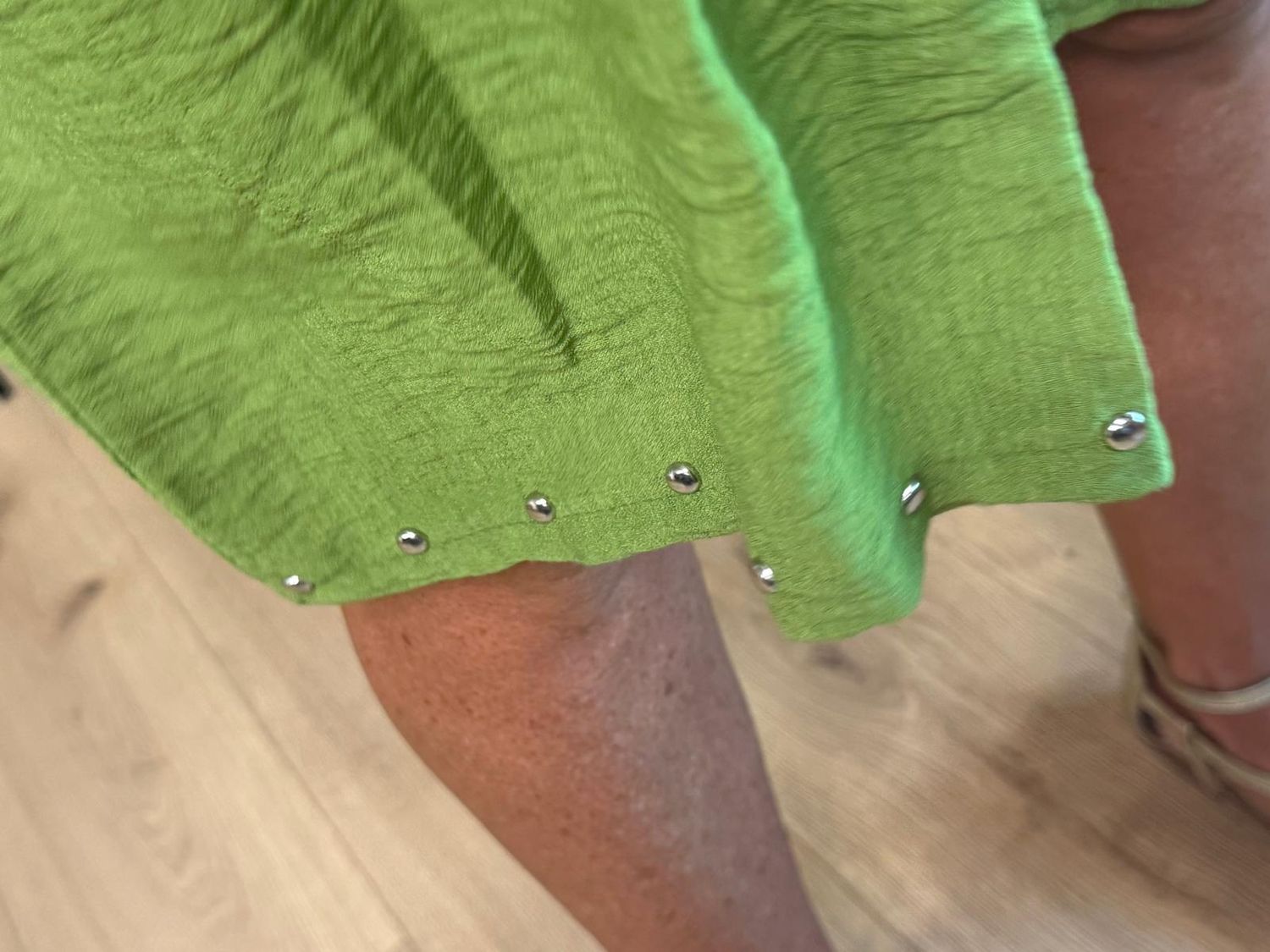 Stud Detail V-Neck Short Set – Green